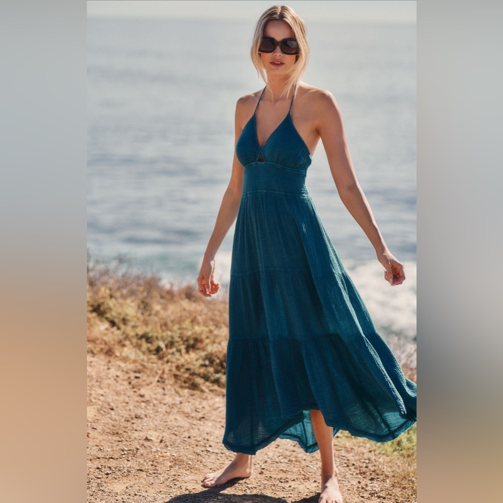 Anthropologie Teagan Smocked Halter Dress